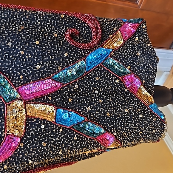 VINTAGE IN VOGUE DRESS MADE IN INDIA 8 BEADED SEQUINS 100% SILK 100% RAYON - Picture 6 of 13